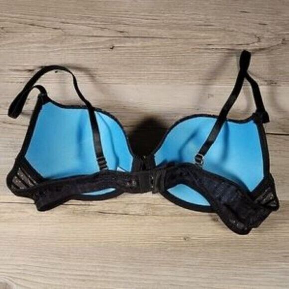 Hers by Herman Blue & Black Lace Bra Sz 36B - Picture 3 of 6